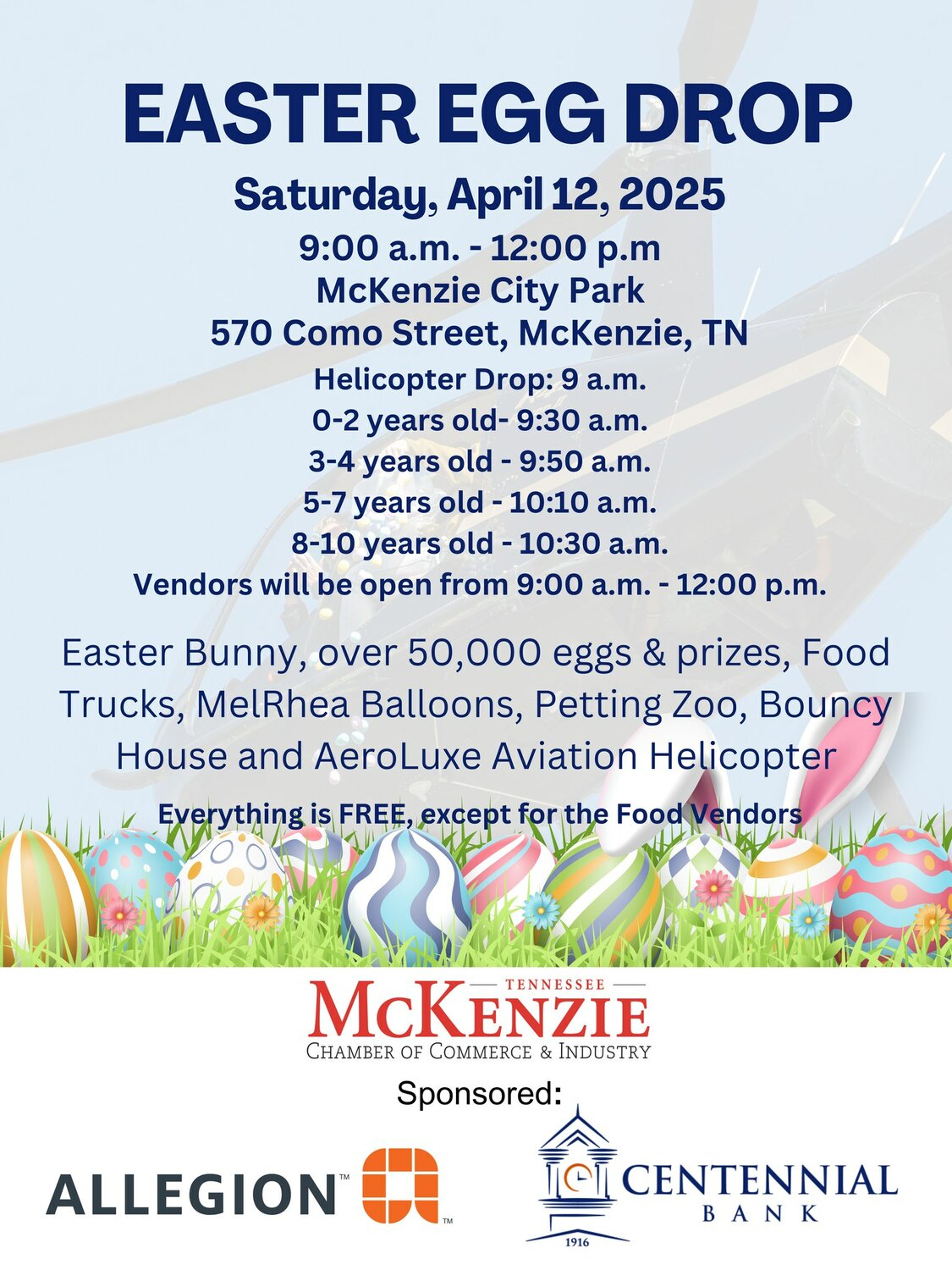 McKenzie Chamber’s Annual Easter Egg Drop is This Saturday