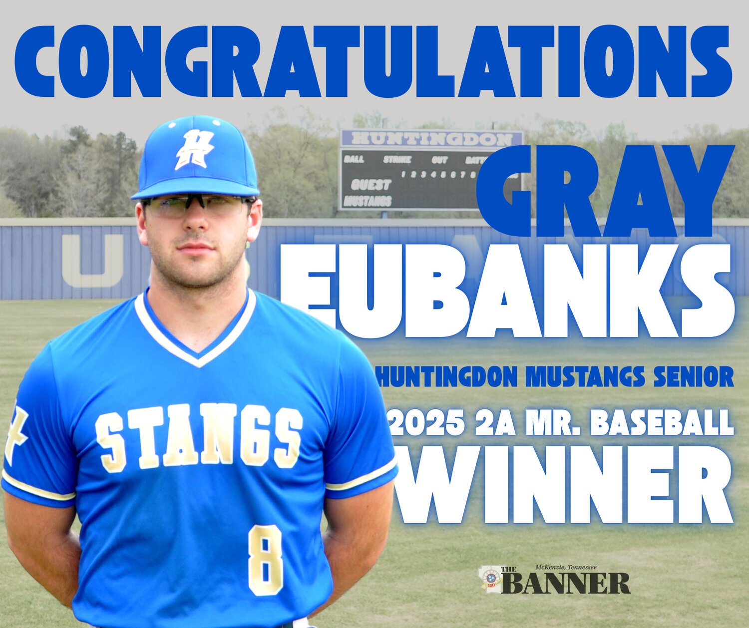Mustang Gray Eubanks is Mr. Baseball Winner