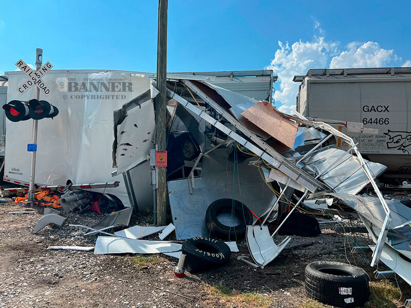 Race Car Hauler Destroyed by Train