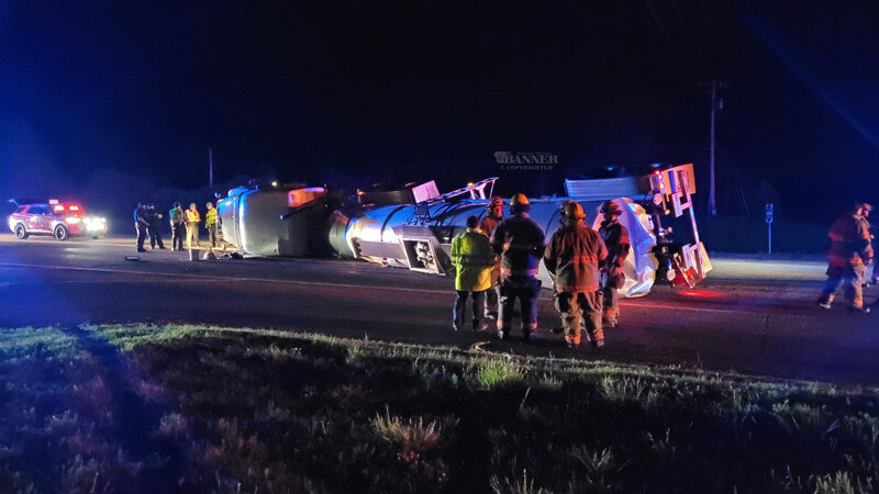 Overturned Tanker Blocks Highway