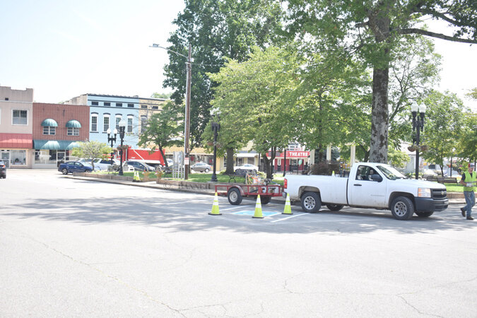 Broadway Street Parking Spots Re-Striped For Two-Way Traffic