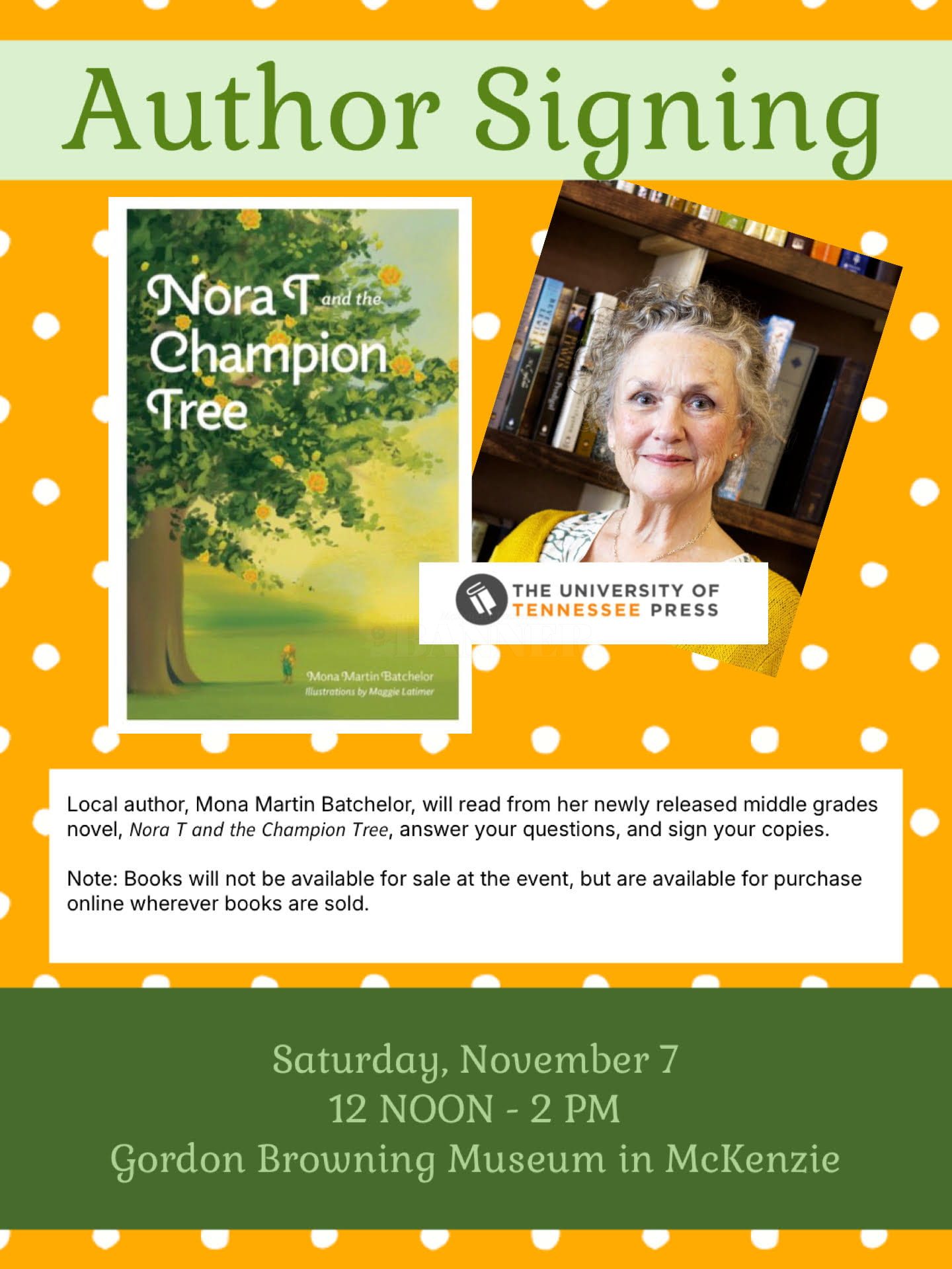 Local Author Mona Martin Batchelor to Host Book Signing
