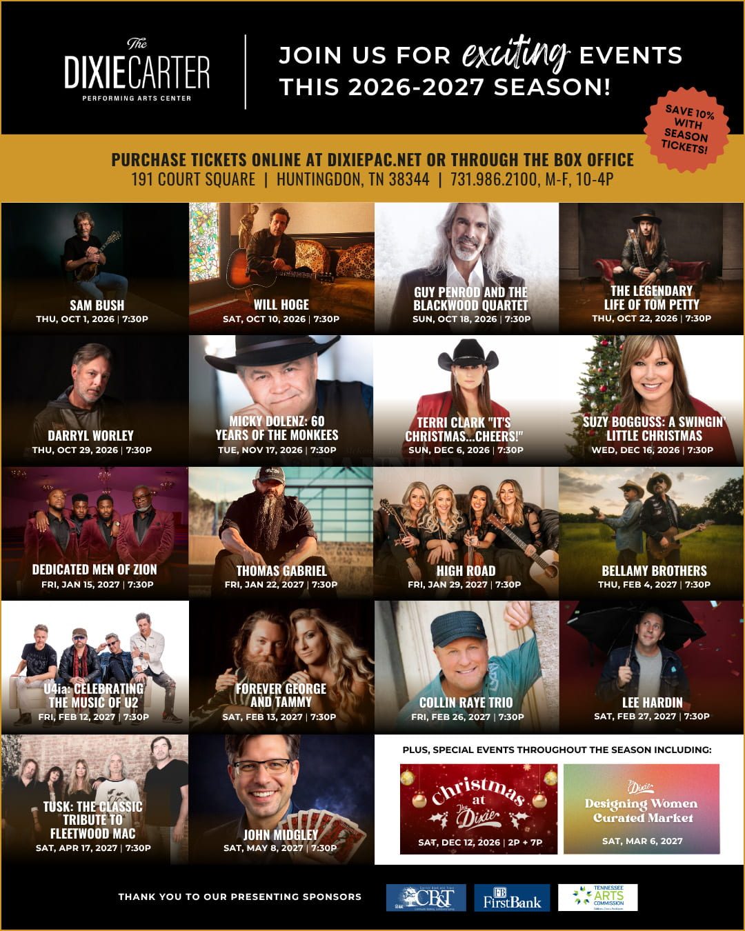 THE DIXIE CARTER PERFORMING ARTS CENTER ANNOUNCES 2026-2027 SEASON