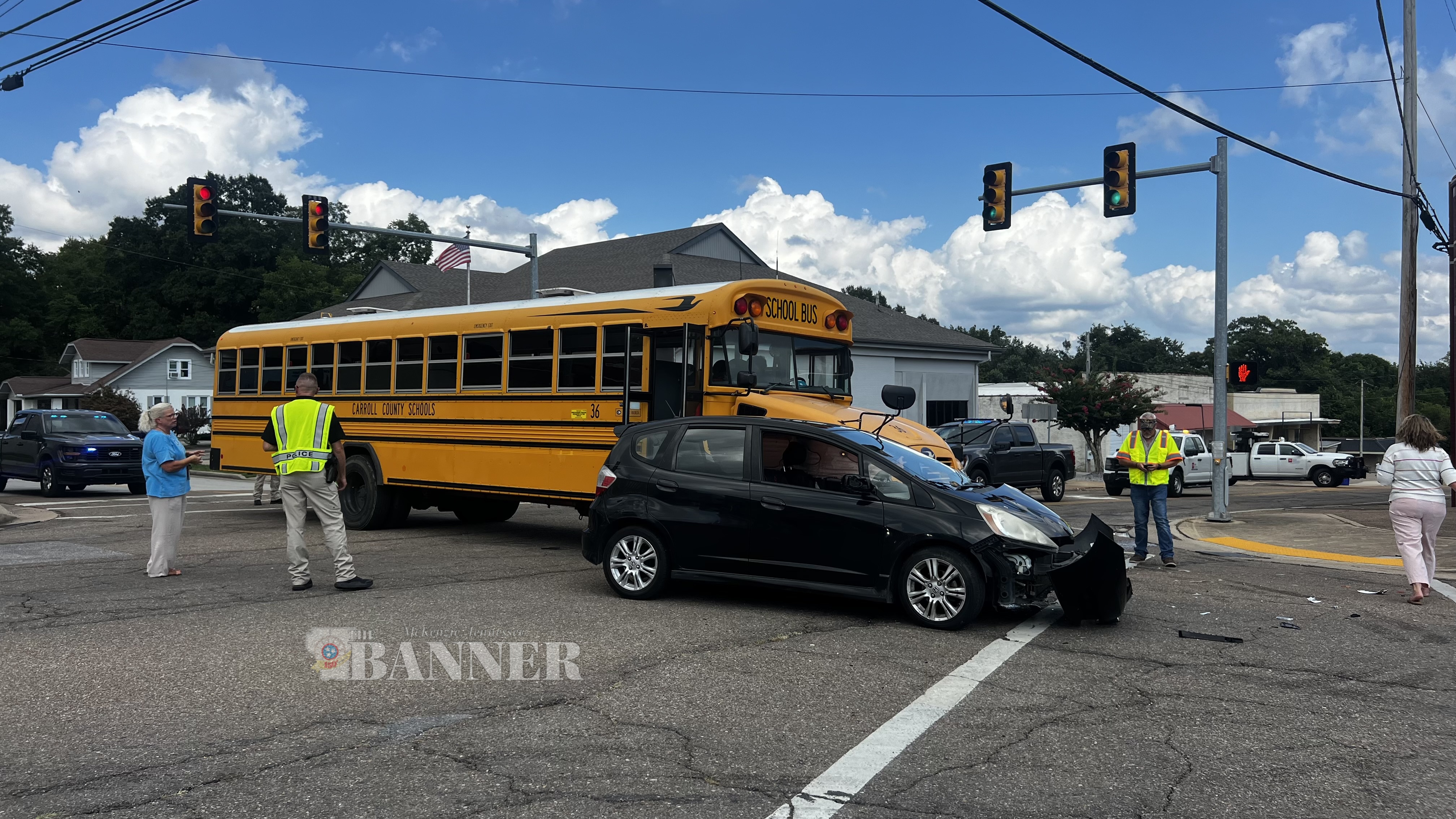 Students Safe After Bus, Car Collision