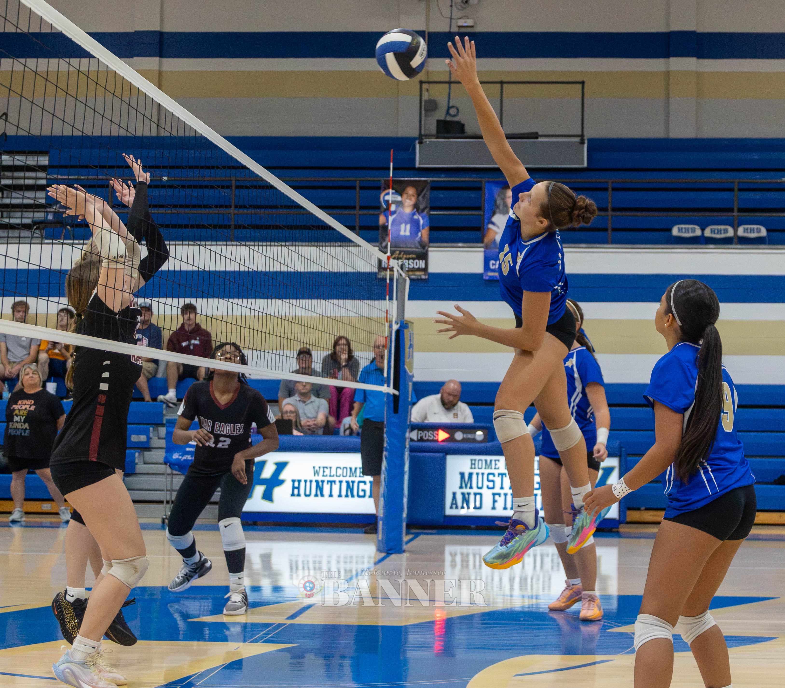 Wylie Kee goes high for a kill in Fillies win over West Carroll in Volleyball action