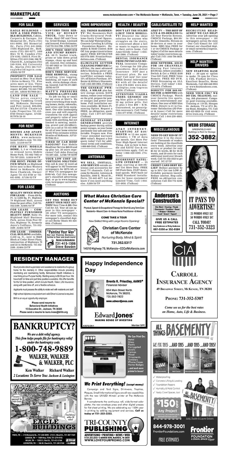 McKenzie Banner Classifieds 6-29-21