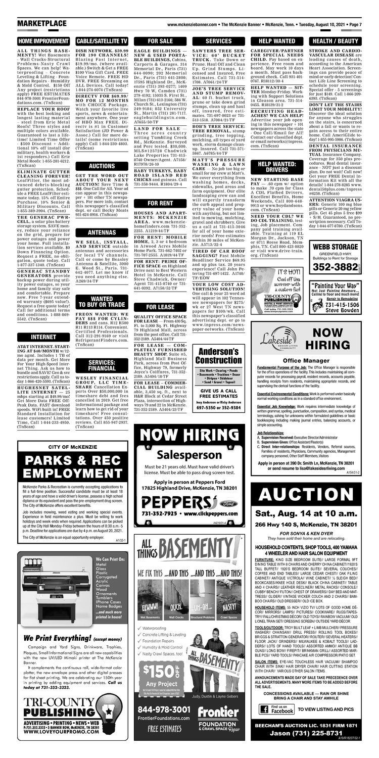 McKenzie Banner Classifieds 8-10-21