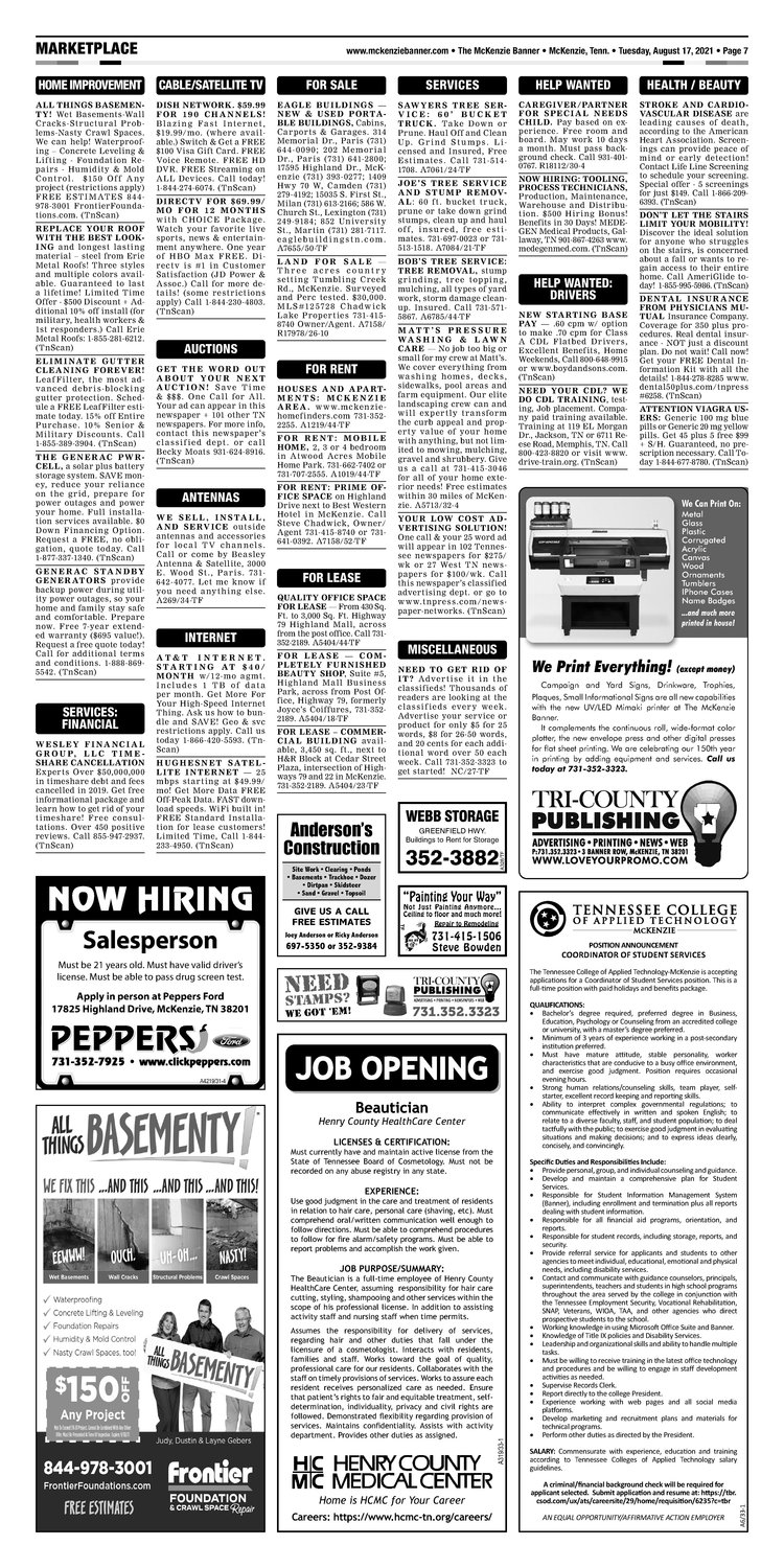 McKenzie Banner Classifieds 8-17-21