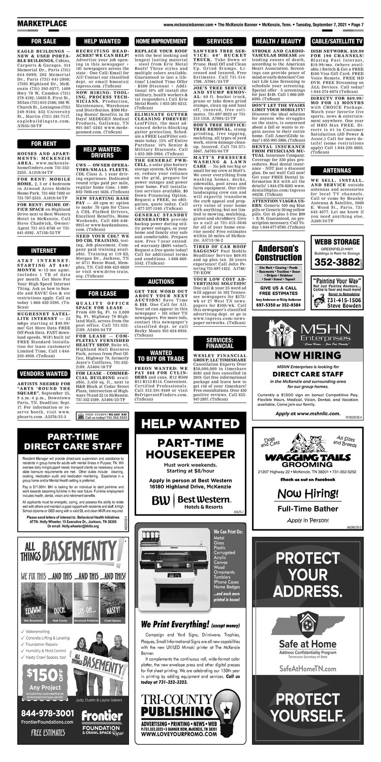 McKenzie Banner Classifieds 9-7-21