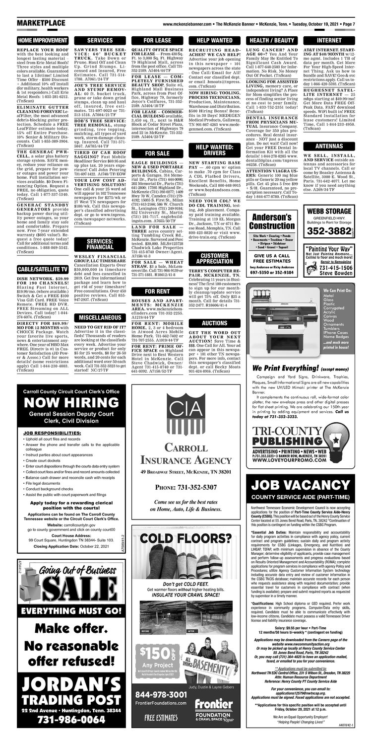 McKenzie Banner Classifieds 10-19-21