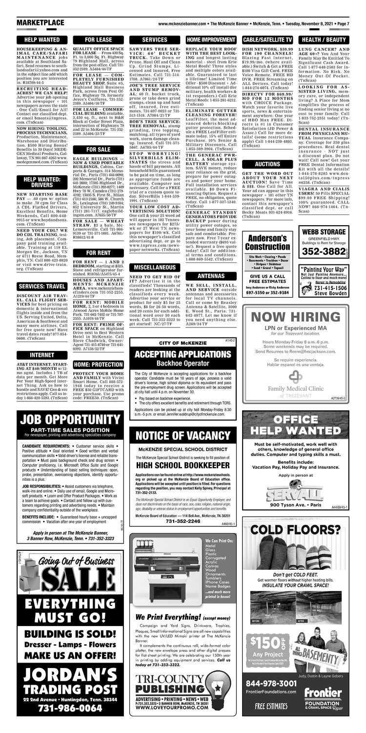 McKenzie Banner Classifieds 11-9-21