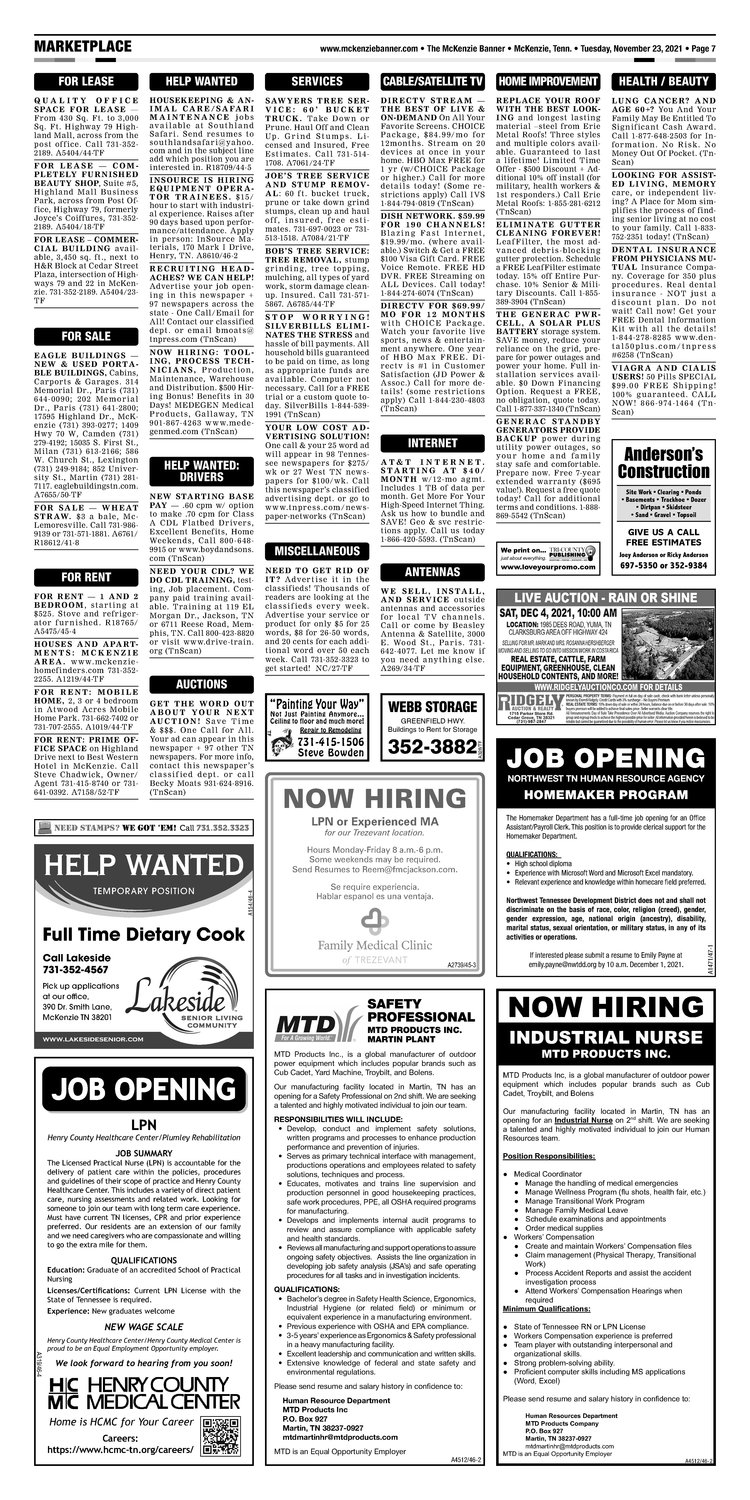 McKenzie Banner Classifieds 11-23-21