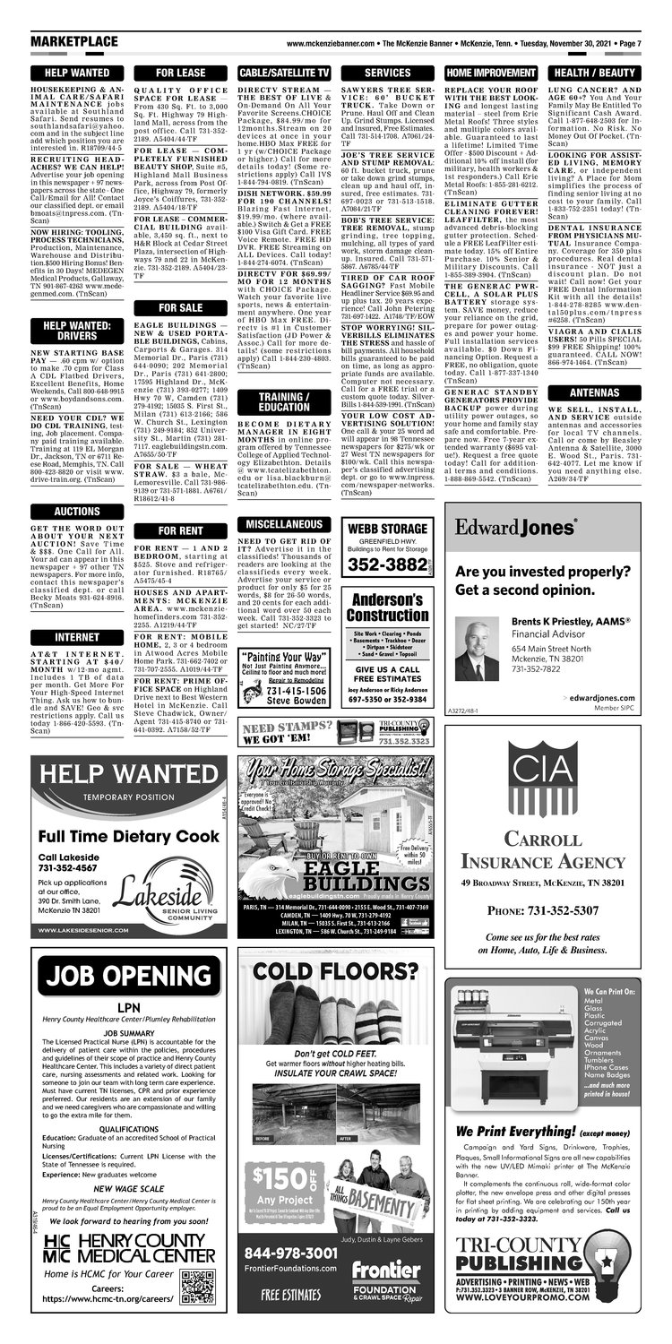 McKenzie Banner Classifieds 11-30-21