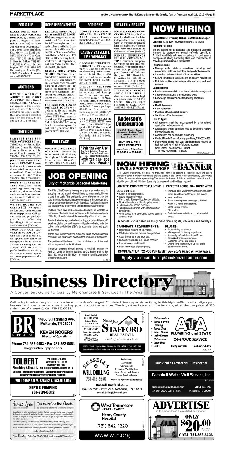 McKenzie Banner Marketplace 4-22-25