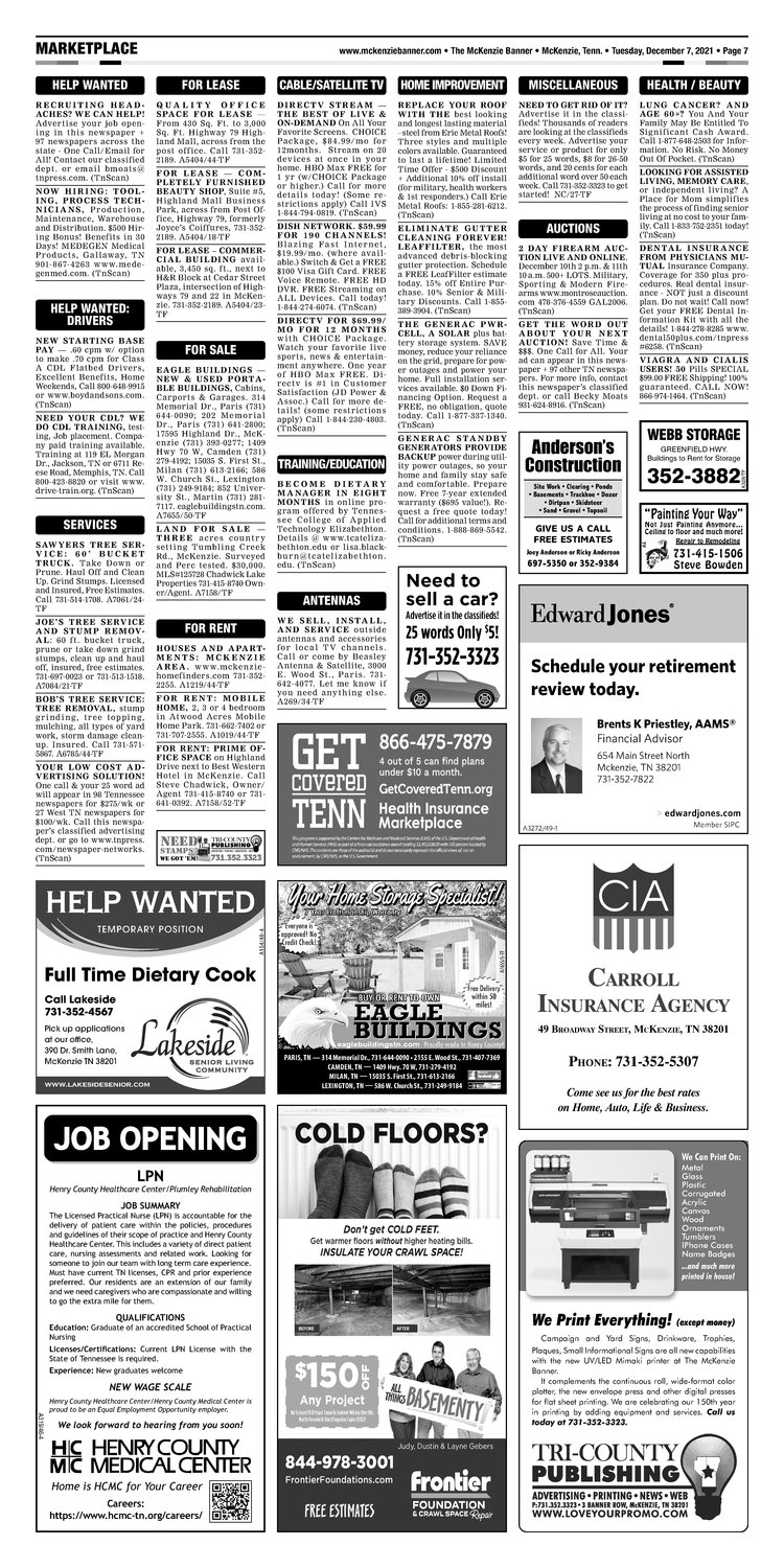 McKenzie Banner Classifieds 12-7-21