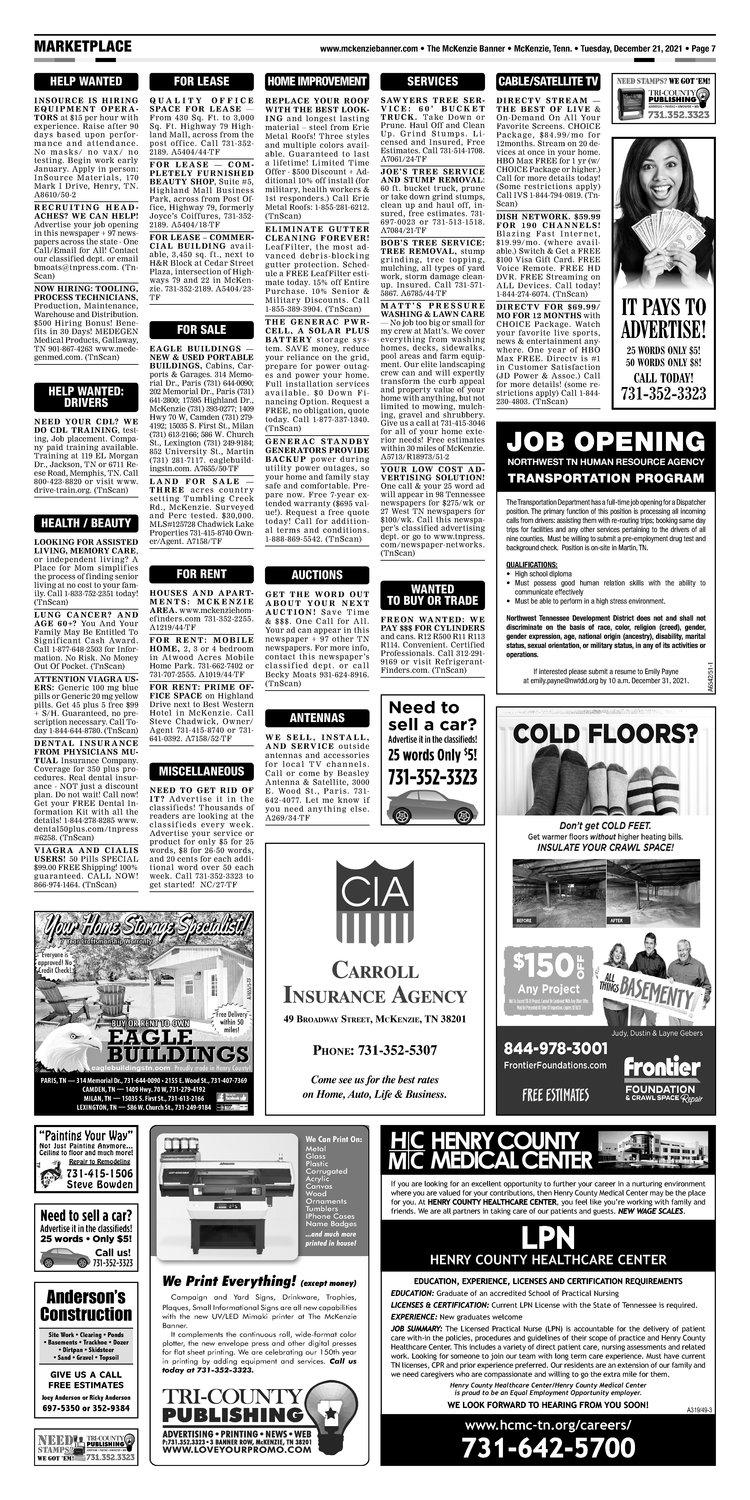 McKenzie Banner Classifieds 12-21-21