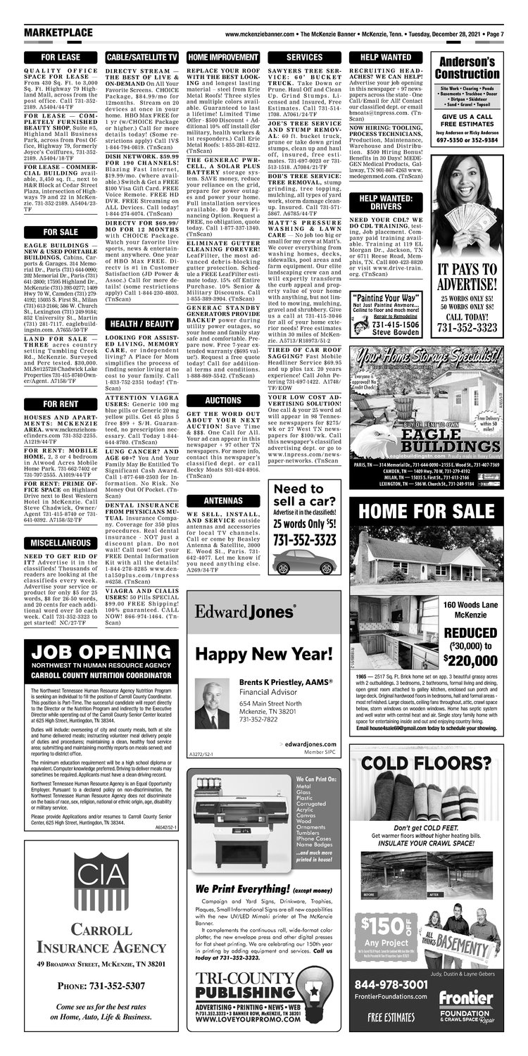 McKenzie Banner Classifieds 12-28-21