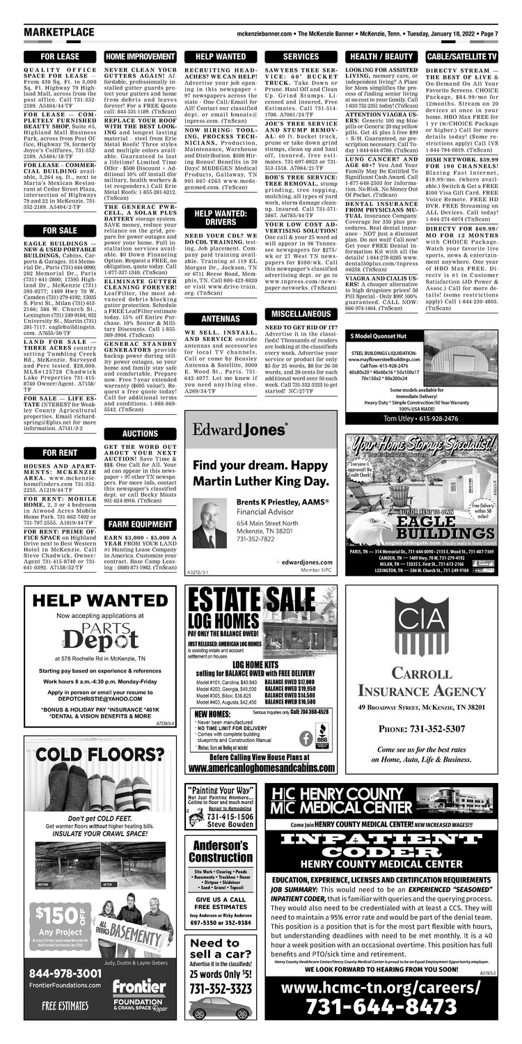 McKenzie Banner Classifieds 1-18-22