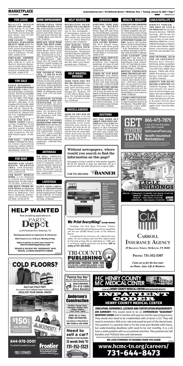 McKenzie Banner Classifieds 1-25-22