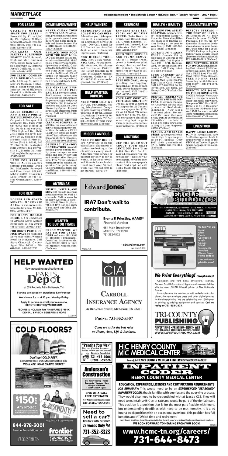 McKenzie Banner Classifieds 2-1-22