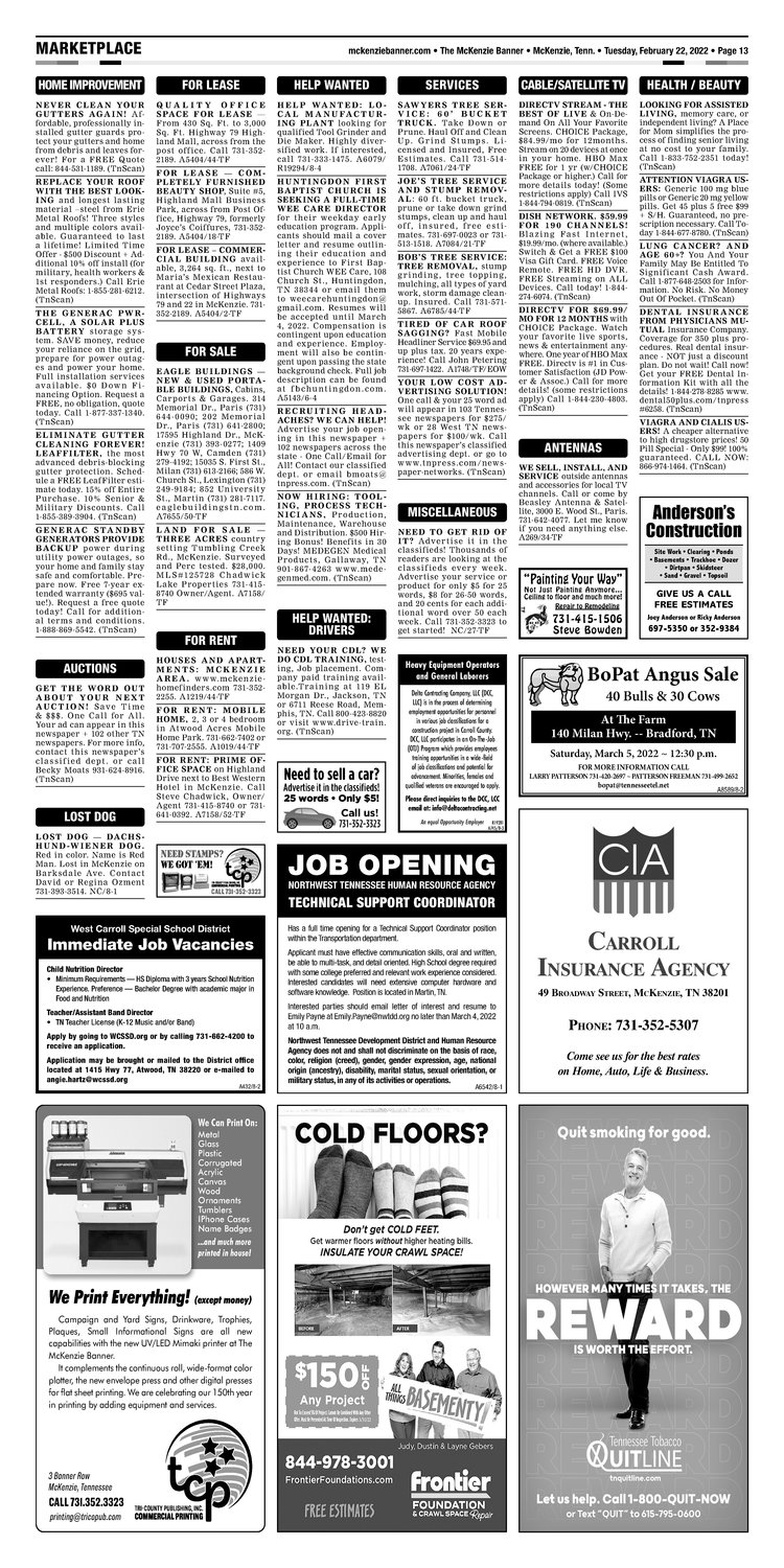 McKenzie Banner Classifieds 2-22-22