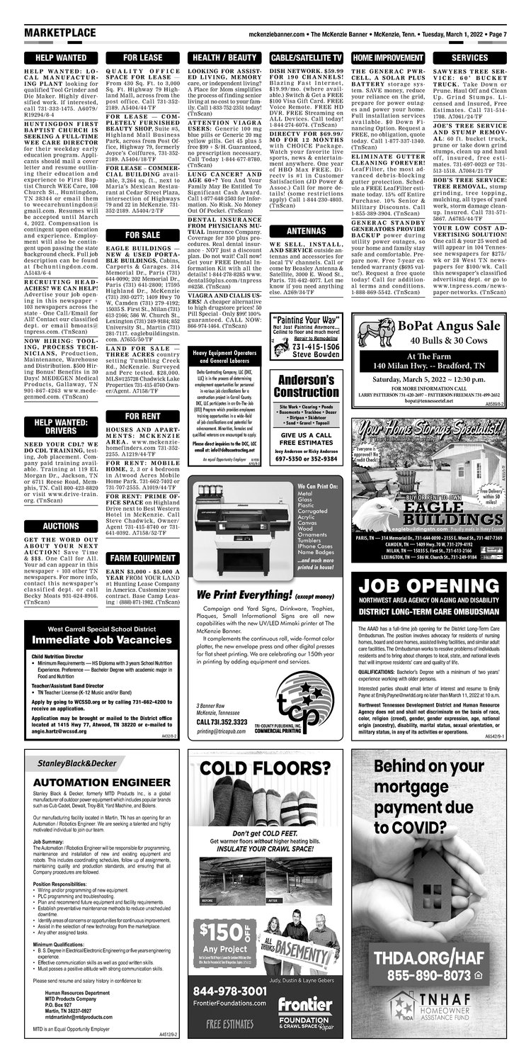 McKenzie Banner Classifieds 3-1-22