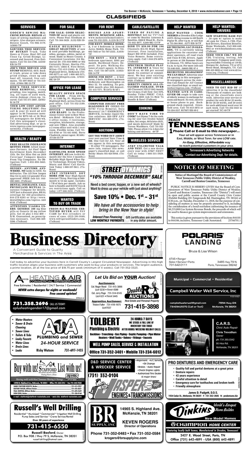 Classifieds - December 4, 2018
