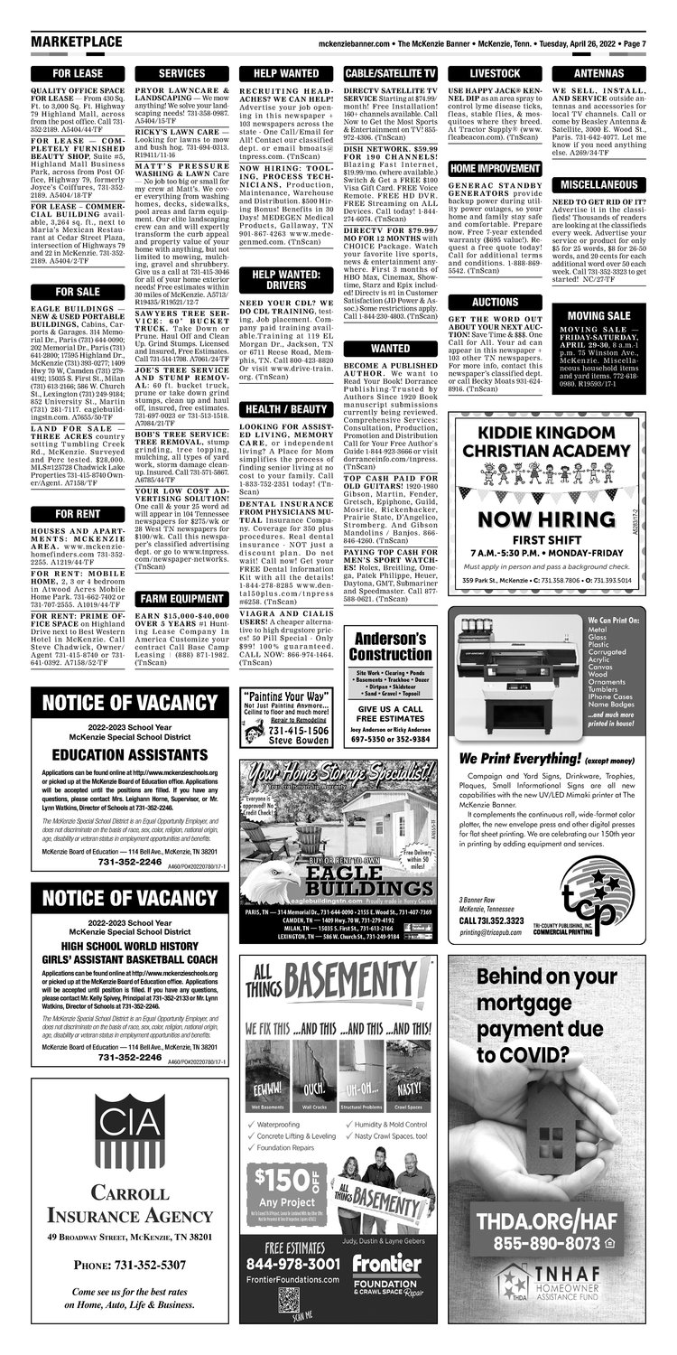 McKenzie Banner Classifieds 4-26-22