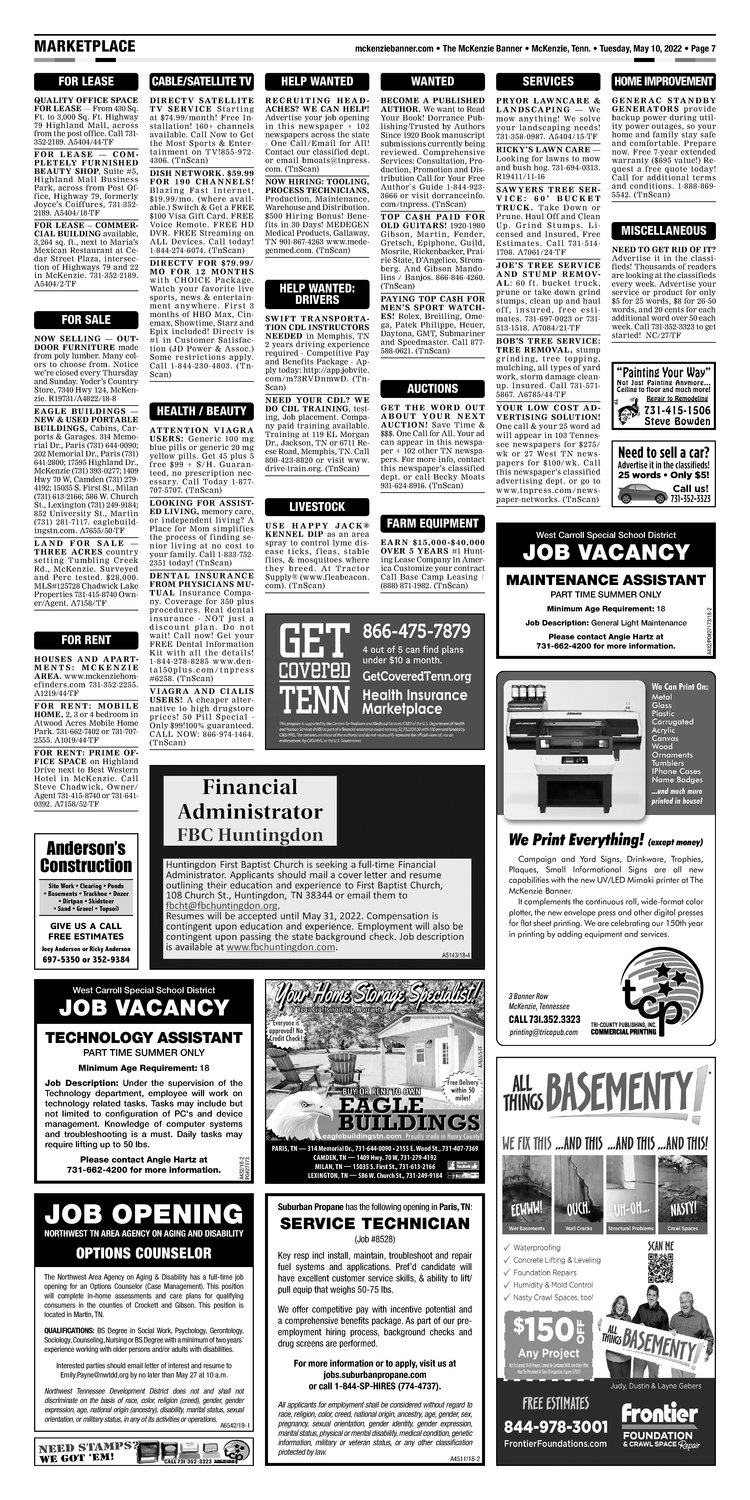 McKenzie Banner Classifieds 5-10-22