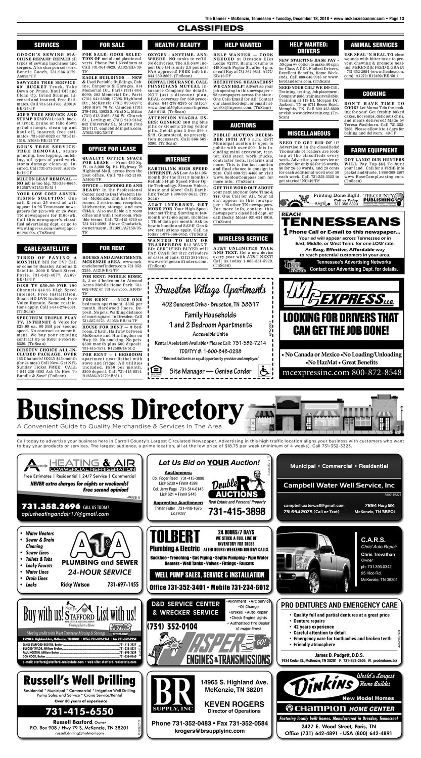 Classifieds - December 18, 2018