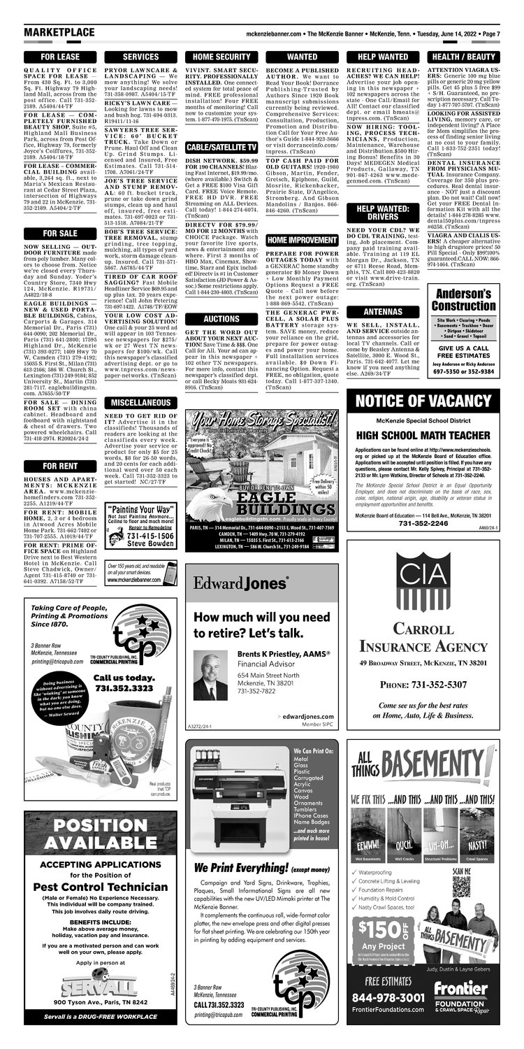 McKenzie Banner Classifieds 6-14-22
