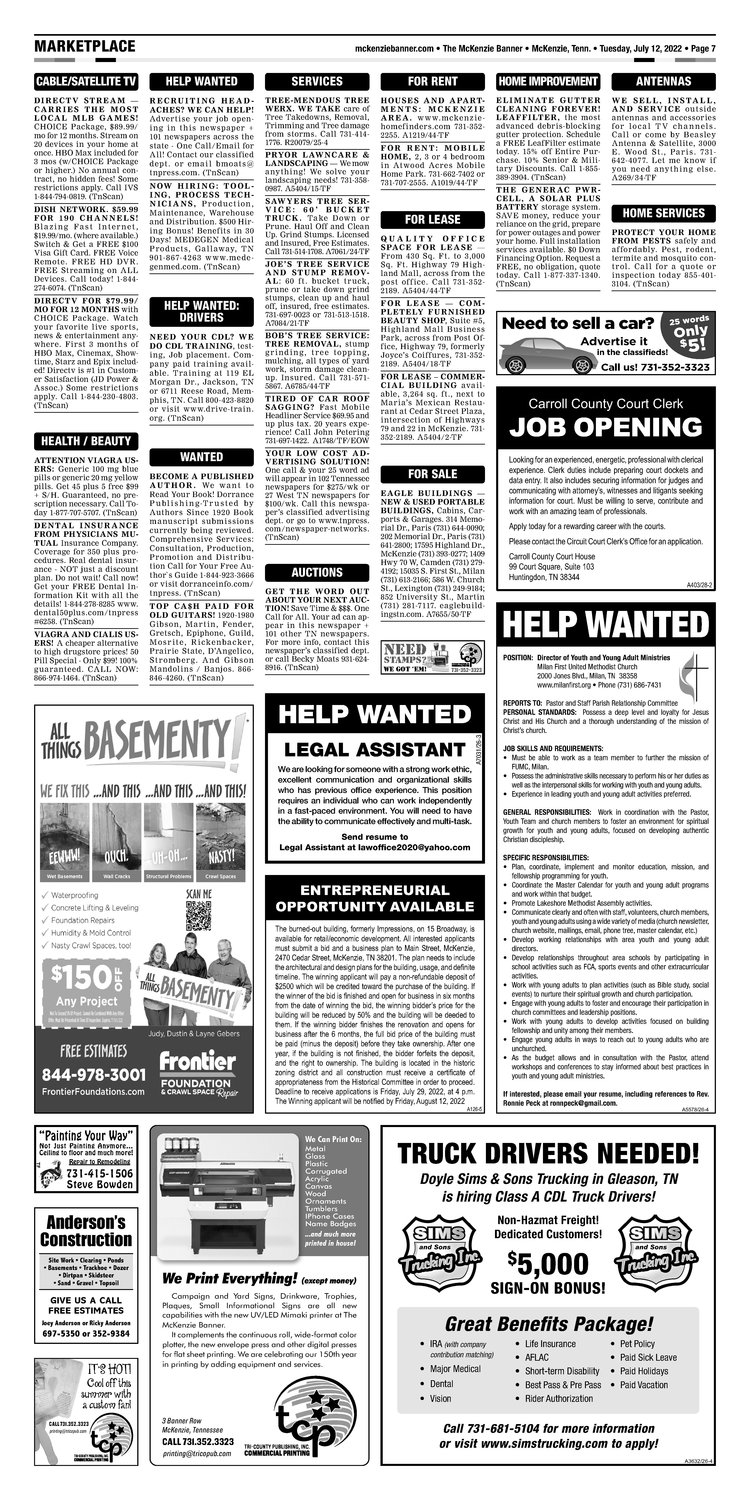 McKenzie Banner Classifieds 7-12-22