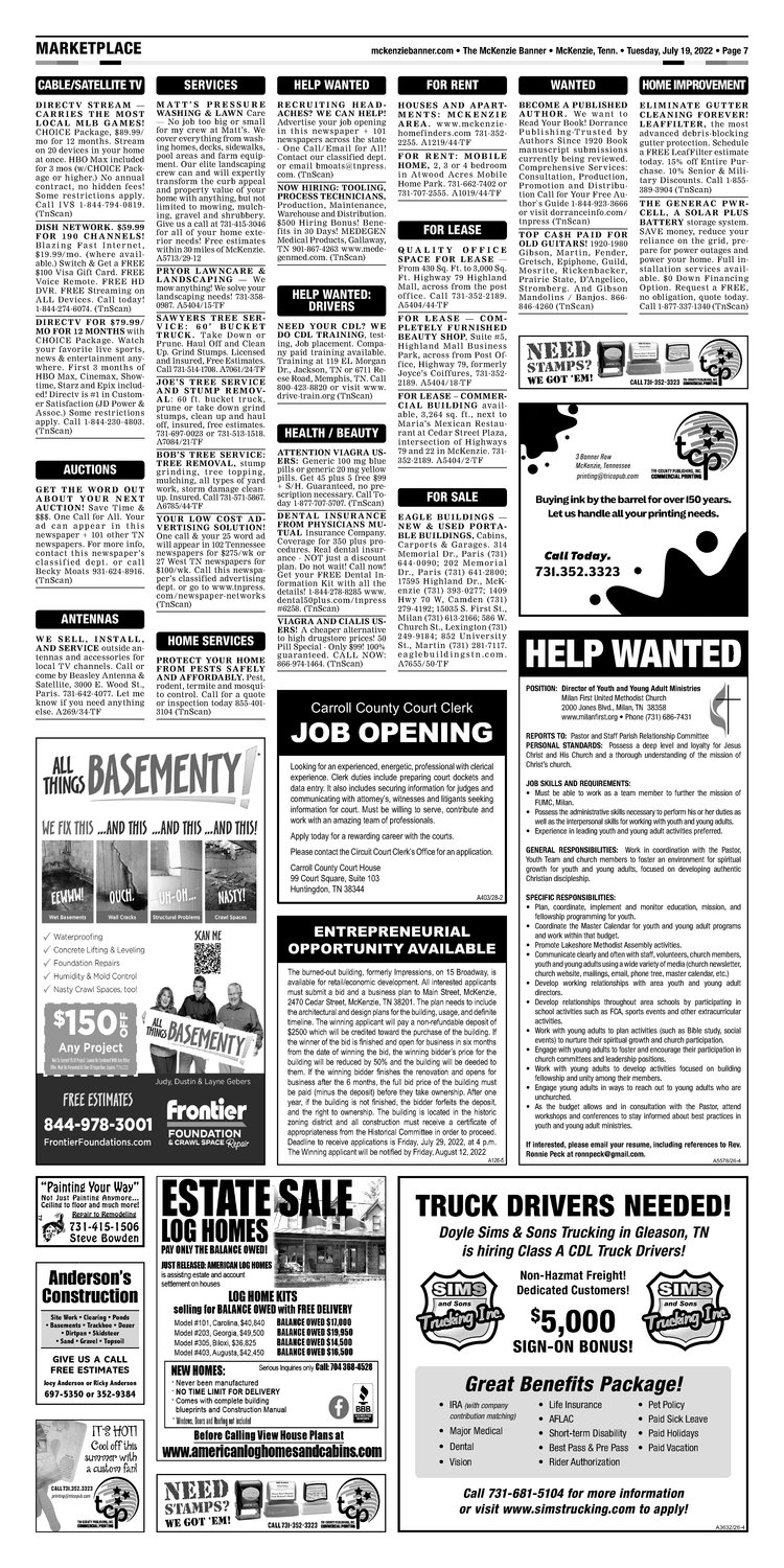 McKenzie Banner Classifieds 7-19-22
