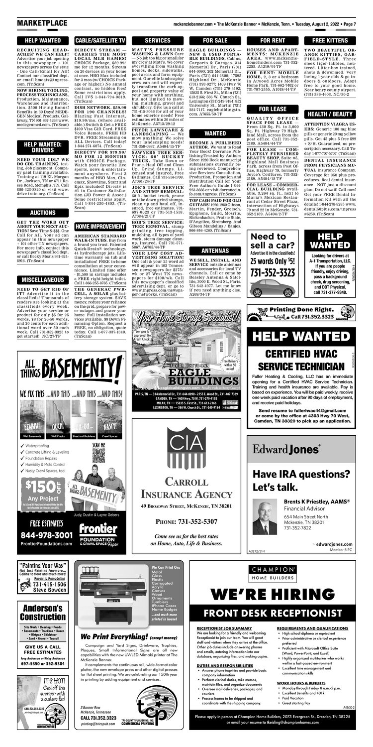 McKenzie Banner Classifieds 8-2-22