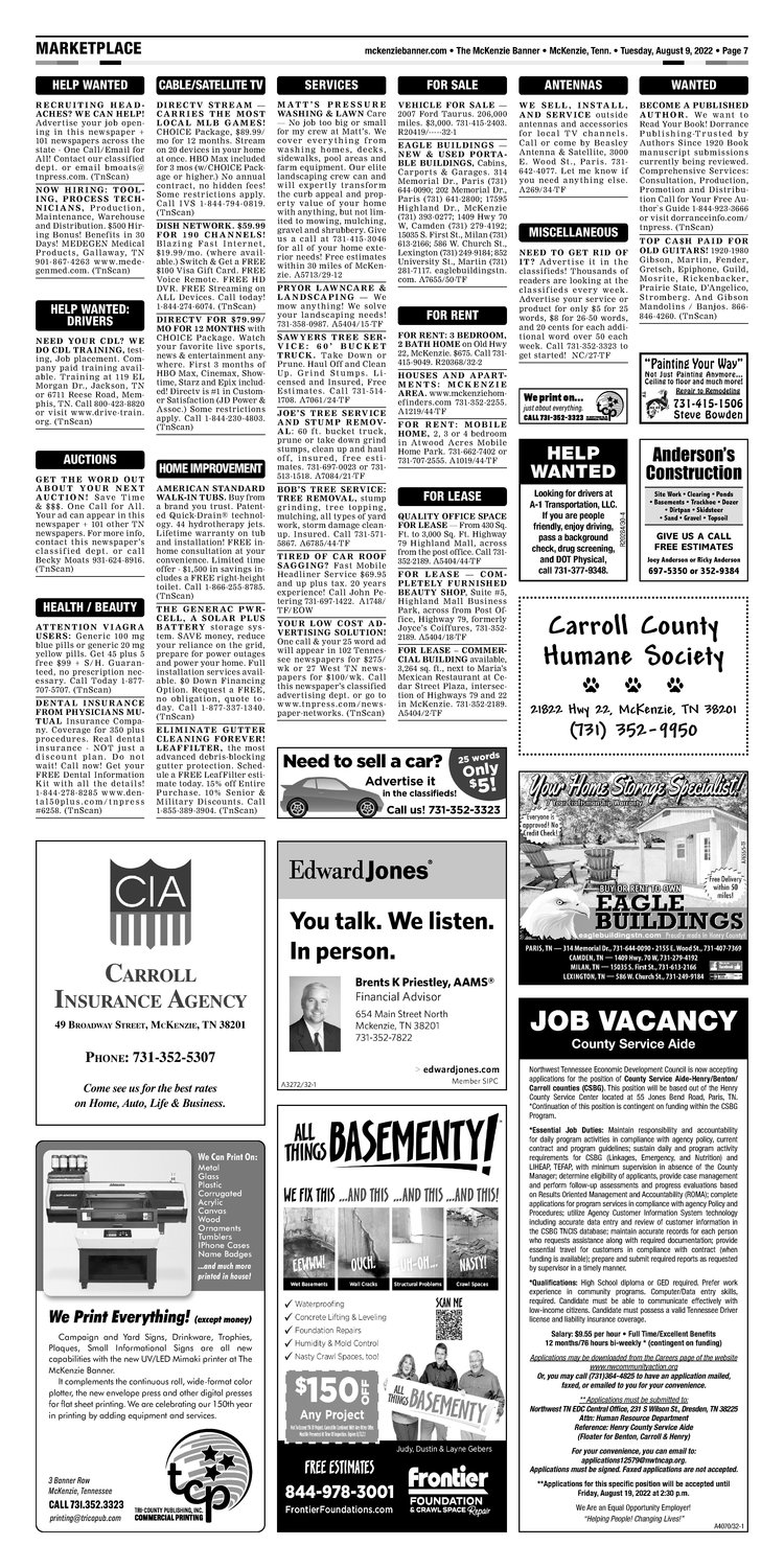 McKenzie Banner Classifieds 8-9-22