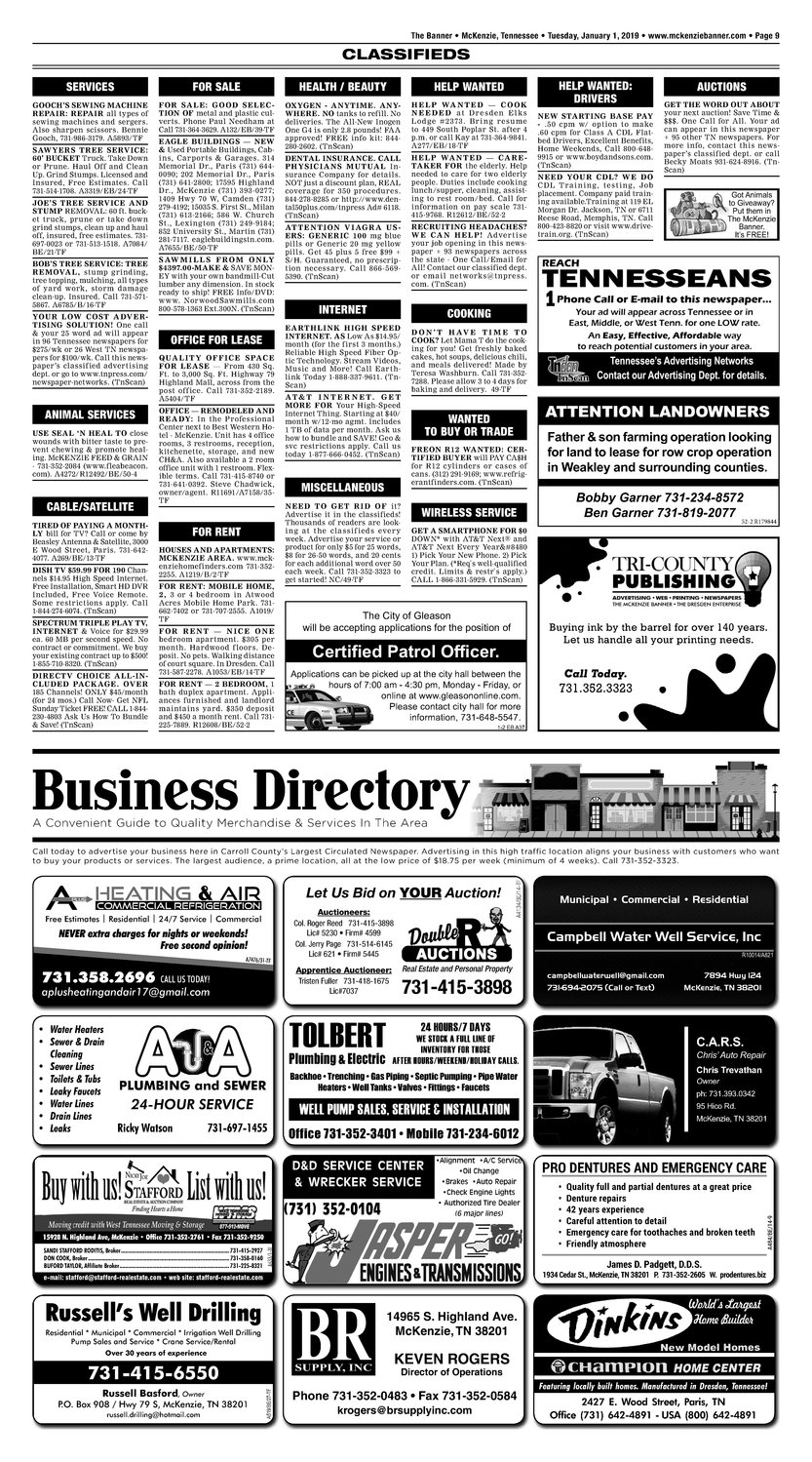 Classifieds - January 1, 2019