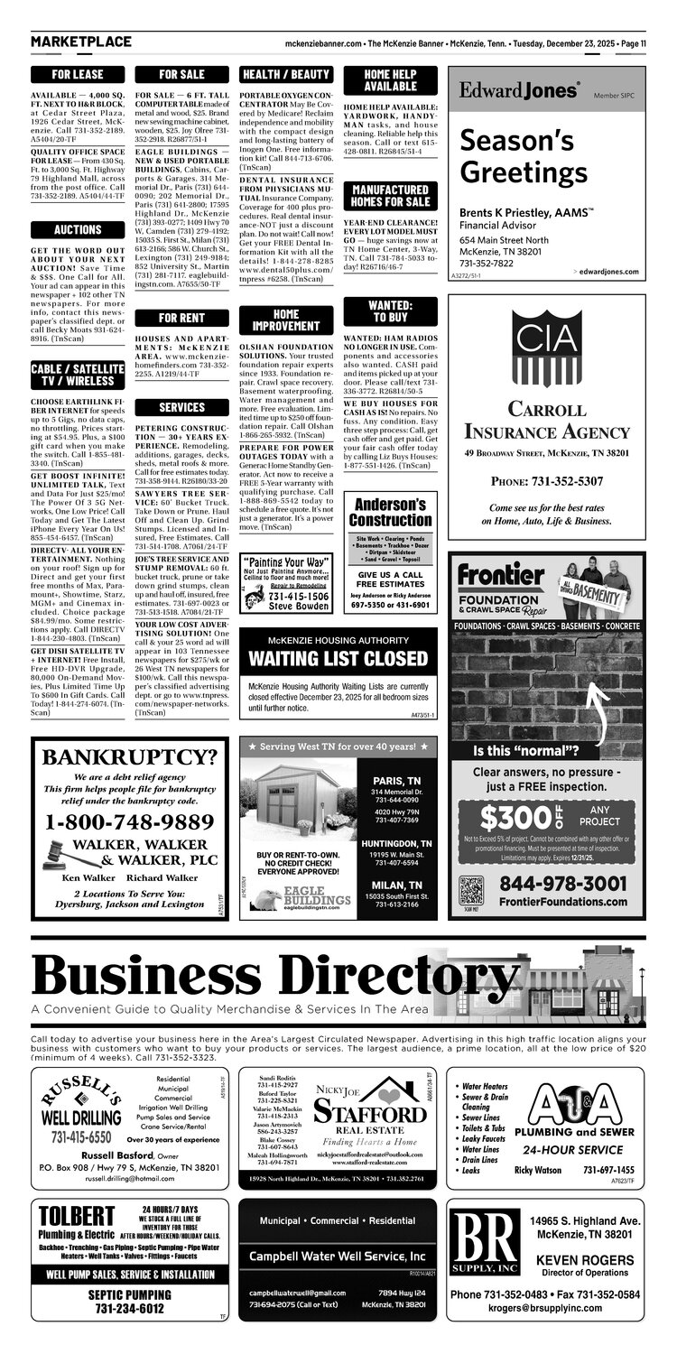 McKenzie Banner Marketplace 12-23-25