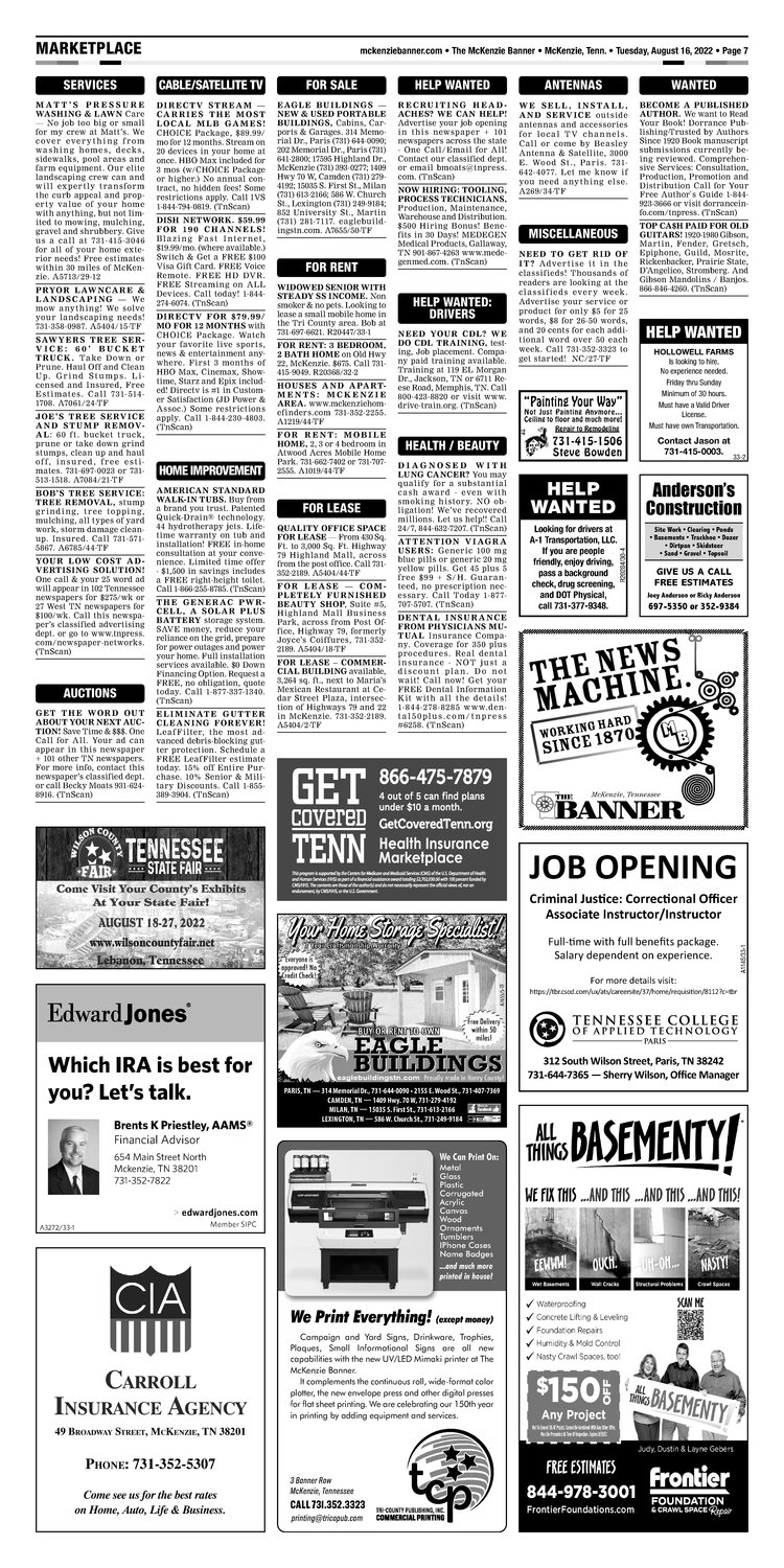 McKenzie Banner Classifieds 8-16-22
