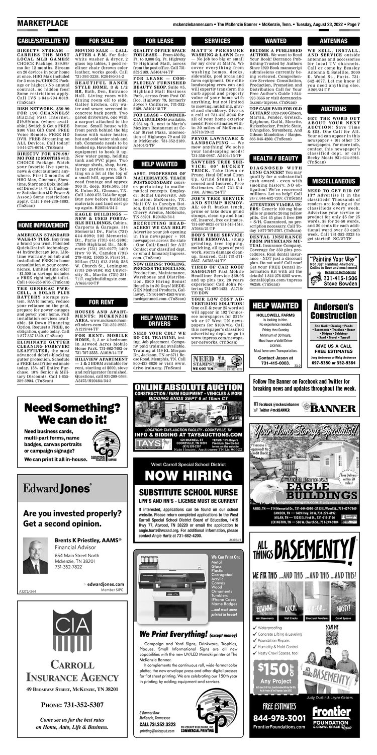 McKenzie Banner Classifieds 8-23-22
