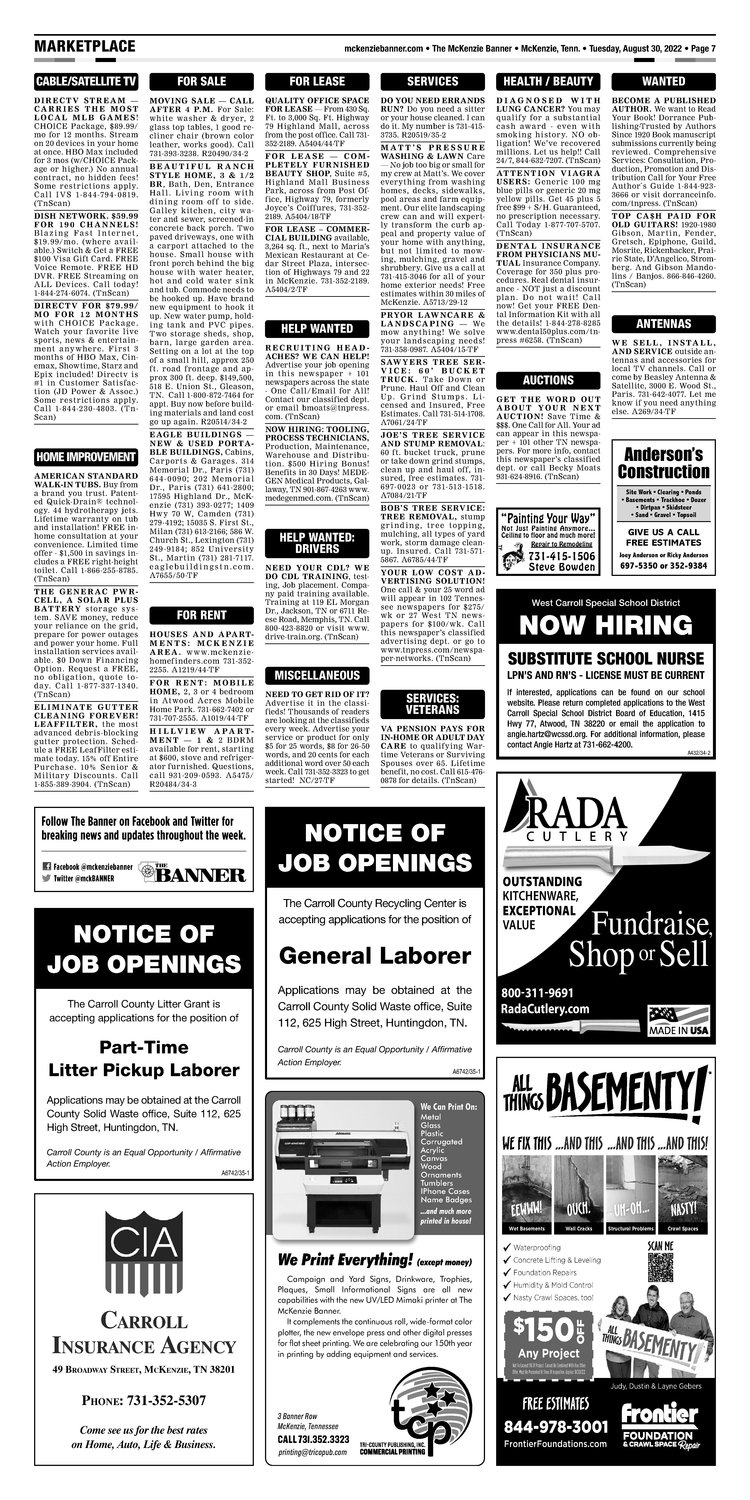 McKenzie Banner Classifieds 8-30-22