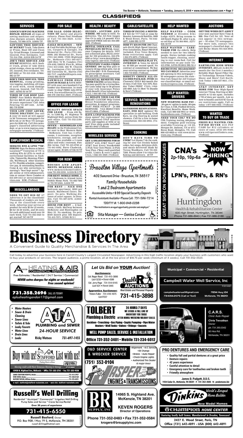 Classifieds - January 8, 2019