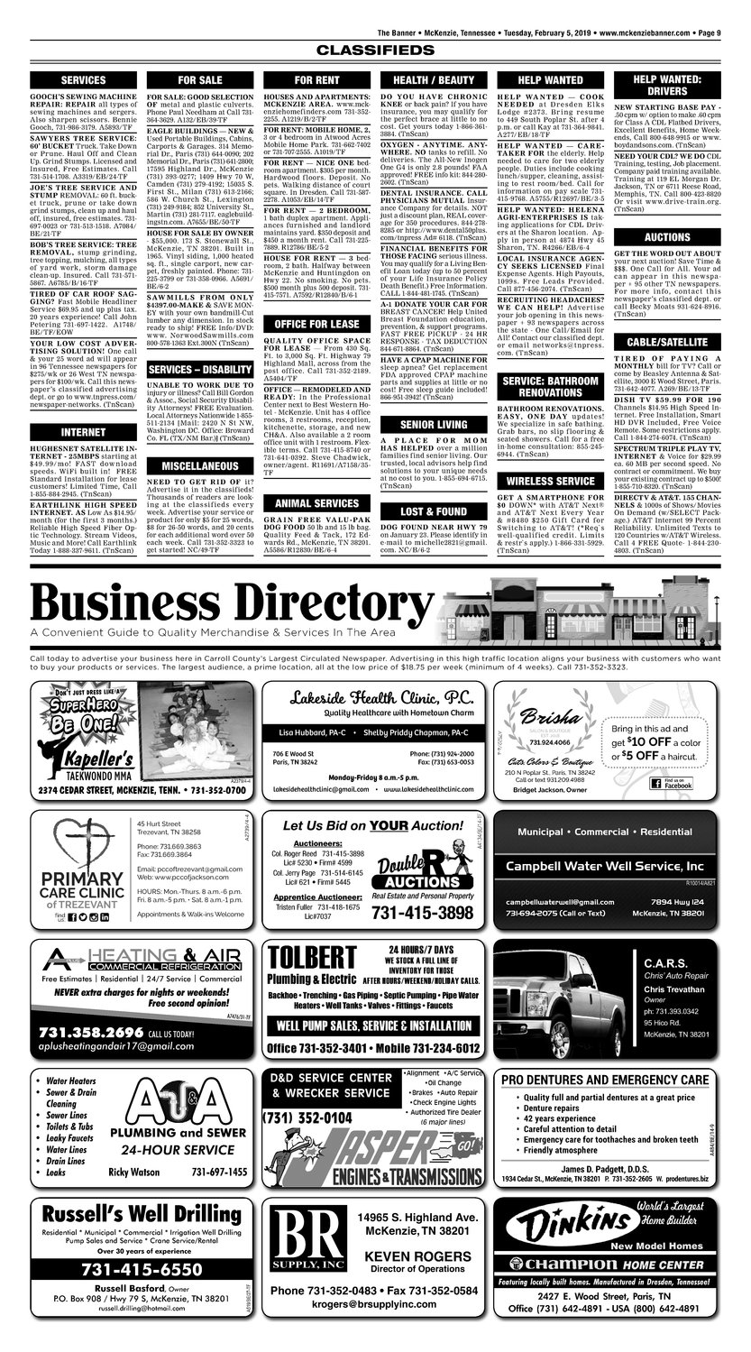 Classifieds - February 5, 2019