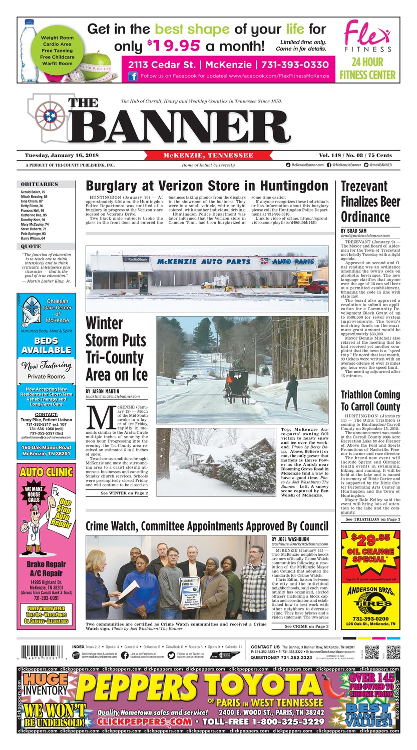 McKenzie Banner Jan. 16, 2018