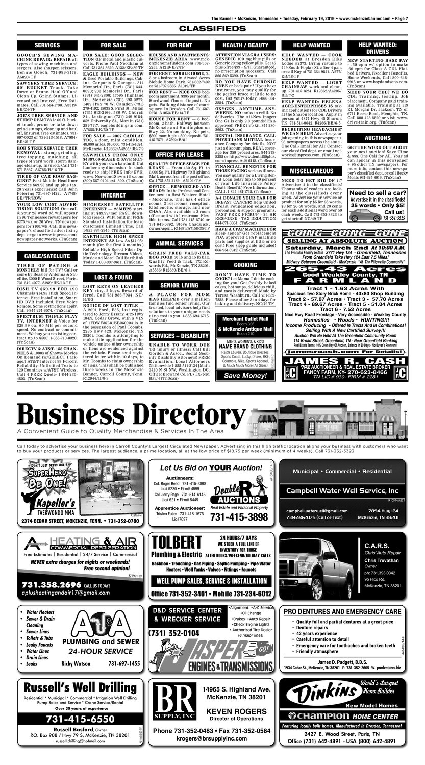 Classifieds - February 19, 2019