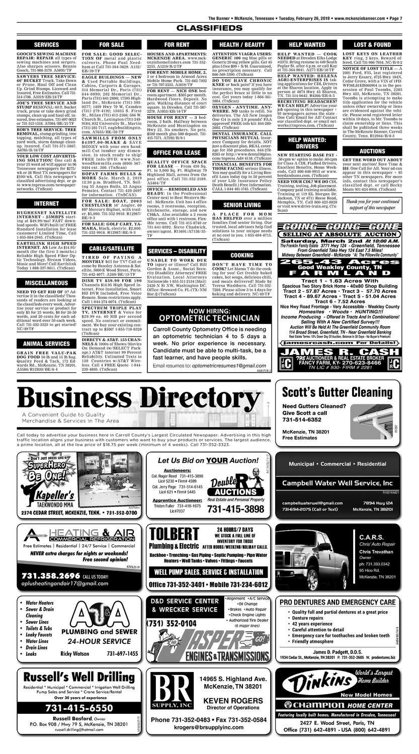 Classifieds - February 26, 2019
