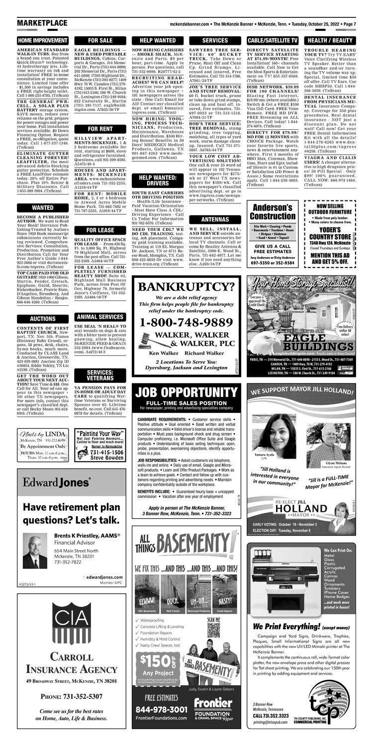 McKenzie Banner Classifieds 10-25-22