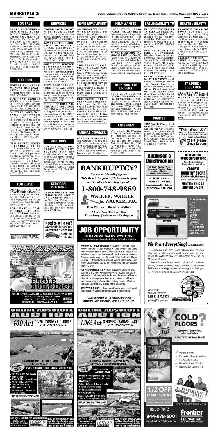 McKenzie Banner Classifieds 11-8-22