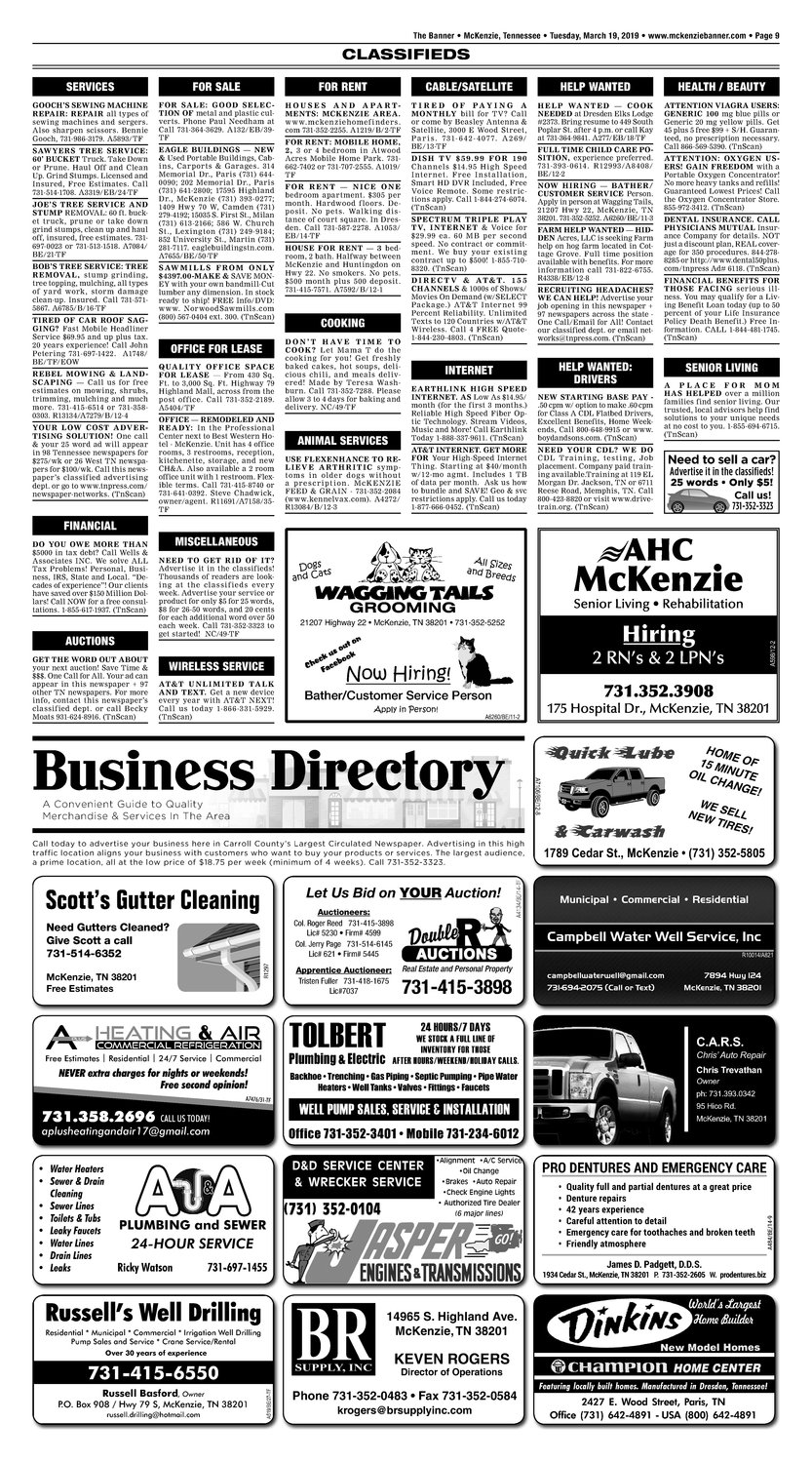 Classifieds - March 19, 2019