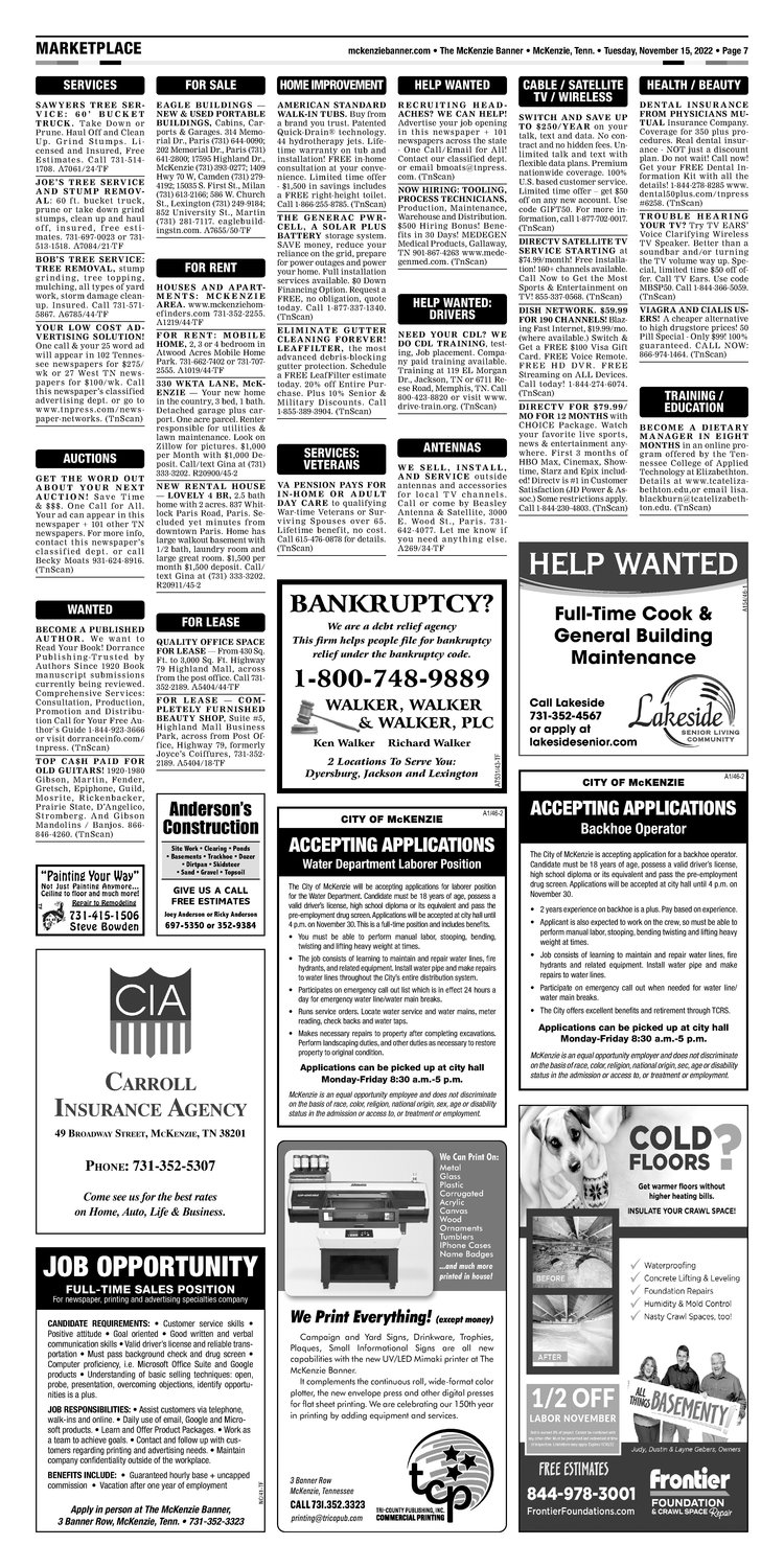 McKenzie Banner Classifieds 11-15-22