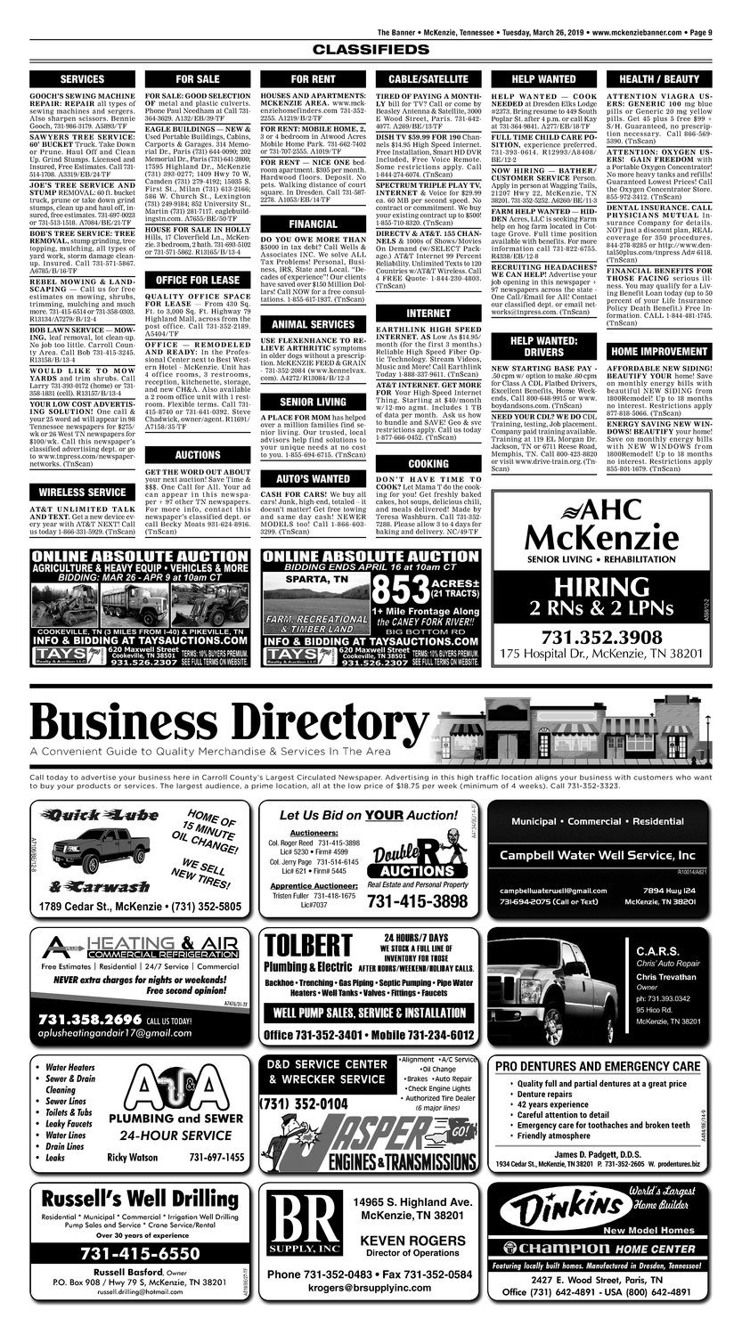 Classifieds - March 26, 2019